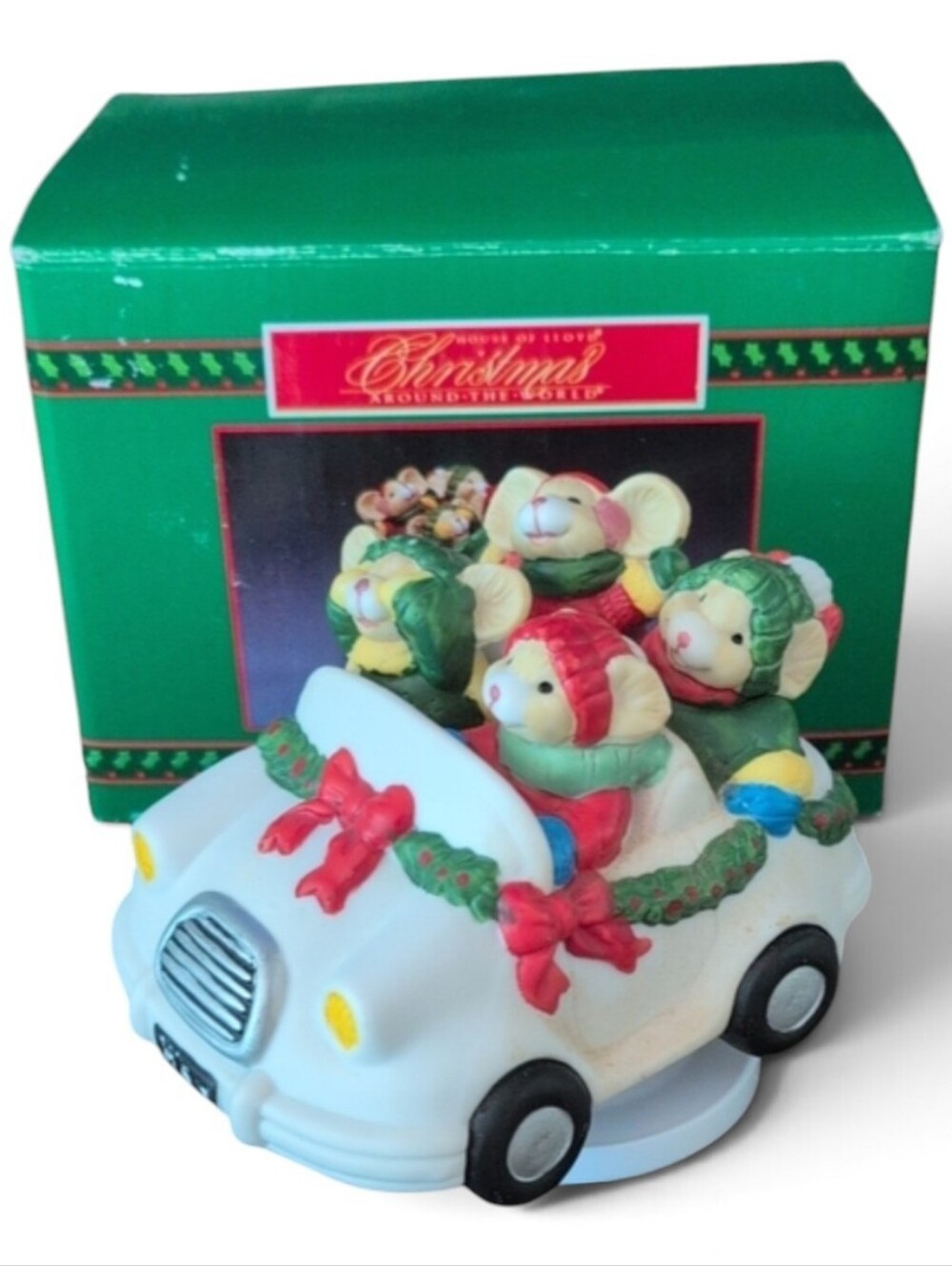 NEW House of Lloyd Christmas Around the World Holiday Mice Car Music Box w/ Box